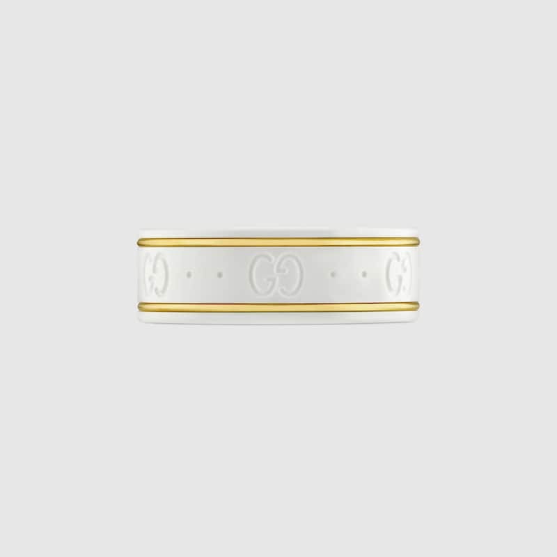 Gucci Double Icon White Zirconia 18K Gold Ring