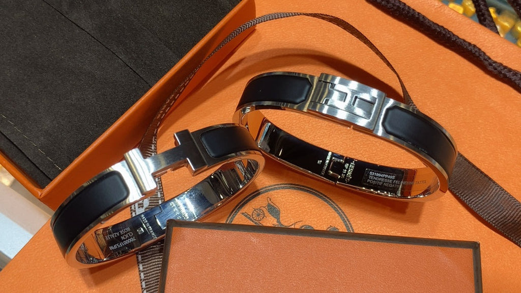 Hermes Jet Black 18K Gold Bracelet