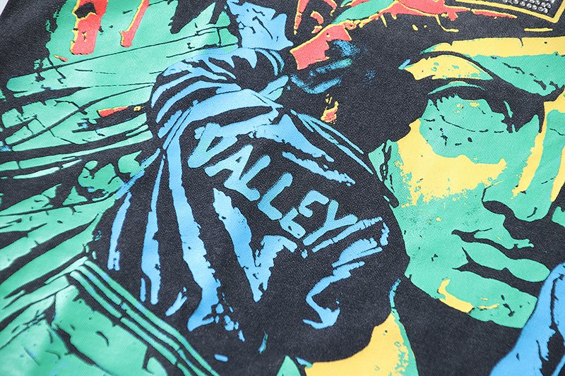VALE USA Washed Black Rhinestone Graphic T-Shirt — detail