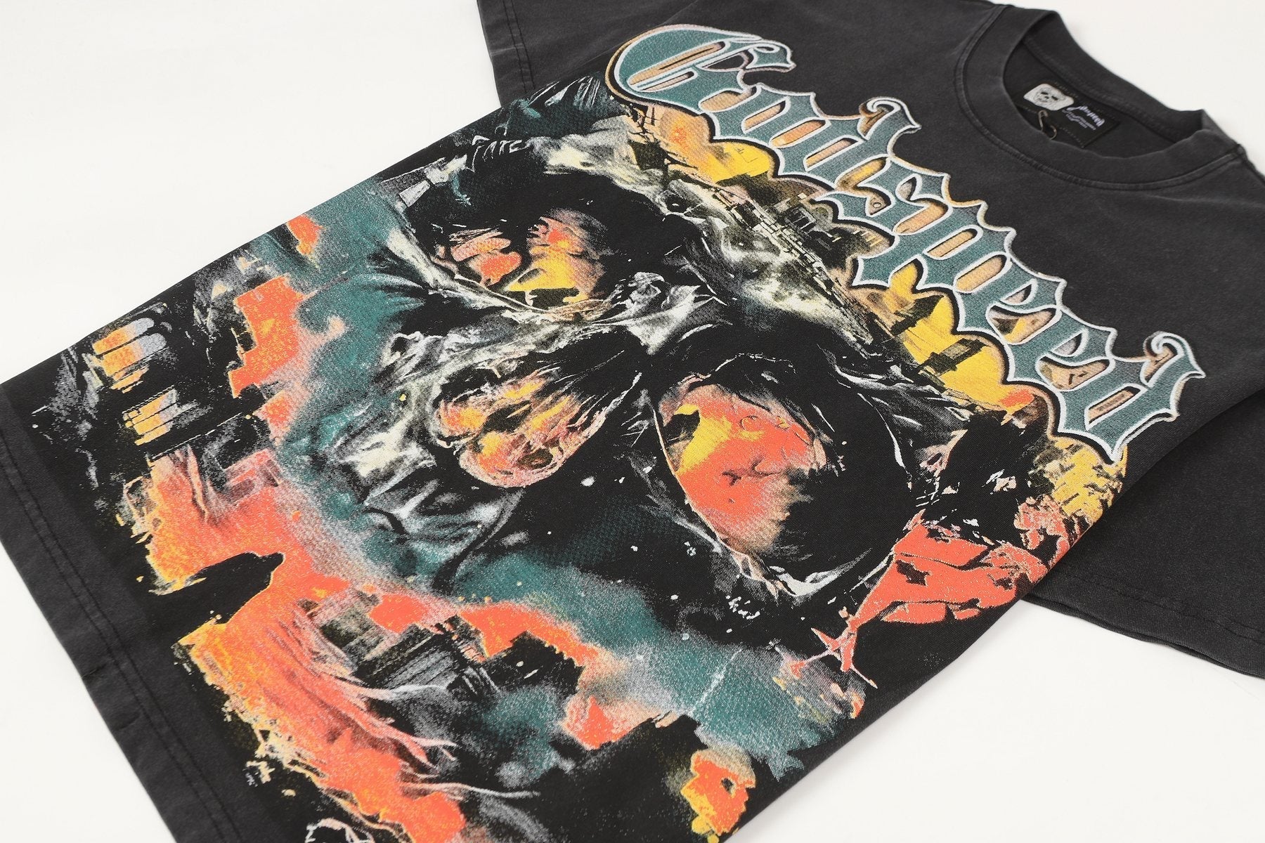 Godspeed Washed Black Skull Graphic T-Shirt — detail