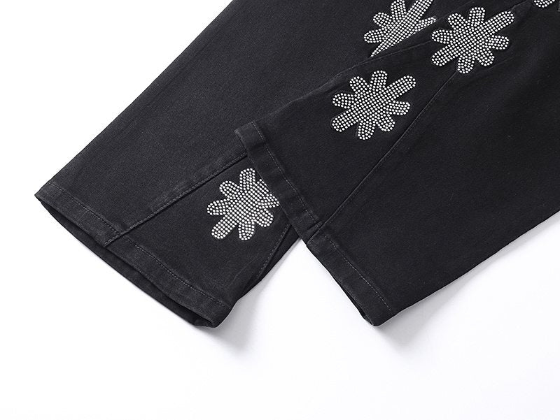 LOSTSHDWS Flower Embellished Flare Jeans — detail