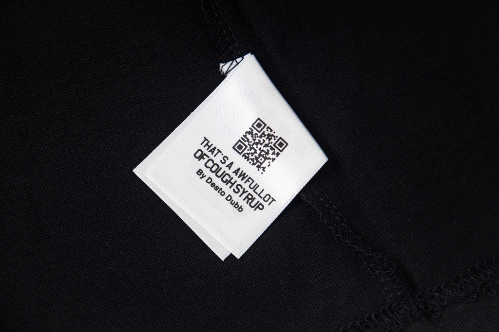 THAT'S A AWFUL LOT OF COUGH SYRUP Red/White Graphic Short-Sleeve T-Shirt — neck_label