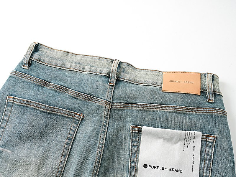 Purple Brand Light Blue Studded Denim Shorts — detail