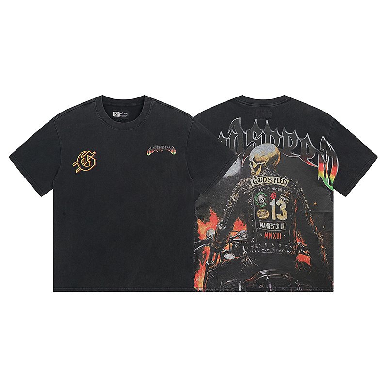 Godspeed Motorcycle Skull Graphic Short-Sleeve T-Shirt — hero