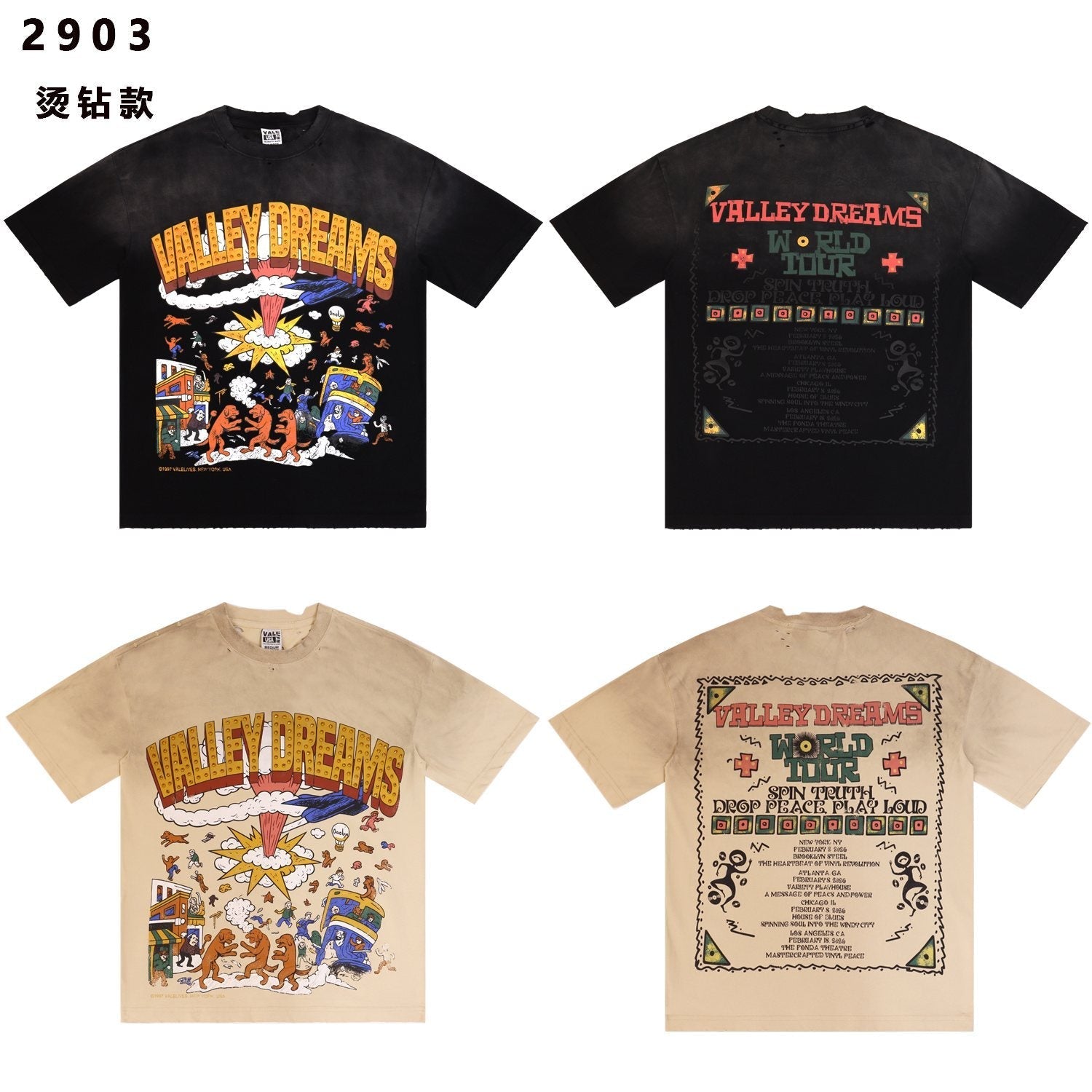 VALE USA Valley Dreams Studded Graphic T-Shirt — comparison