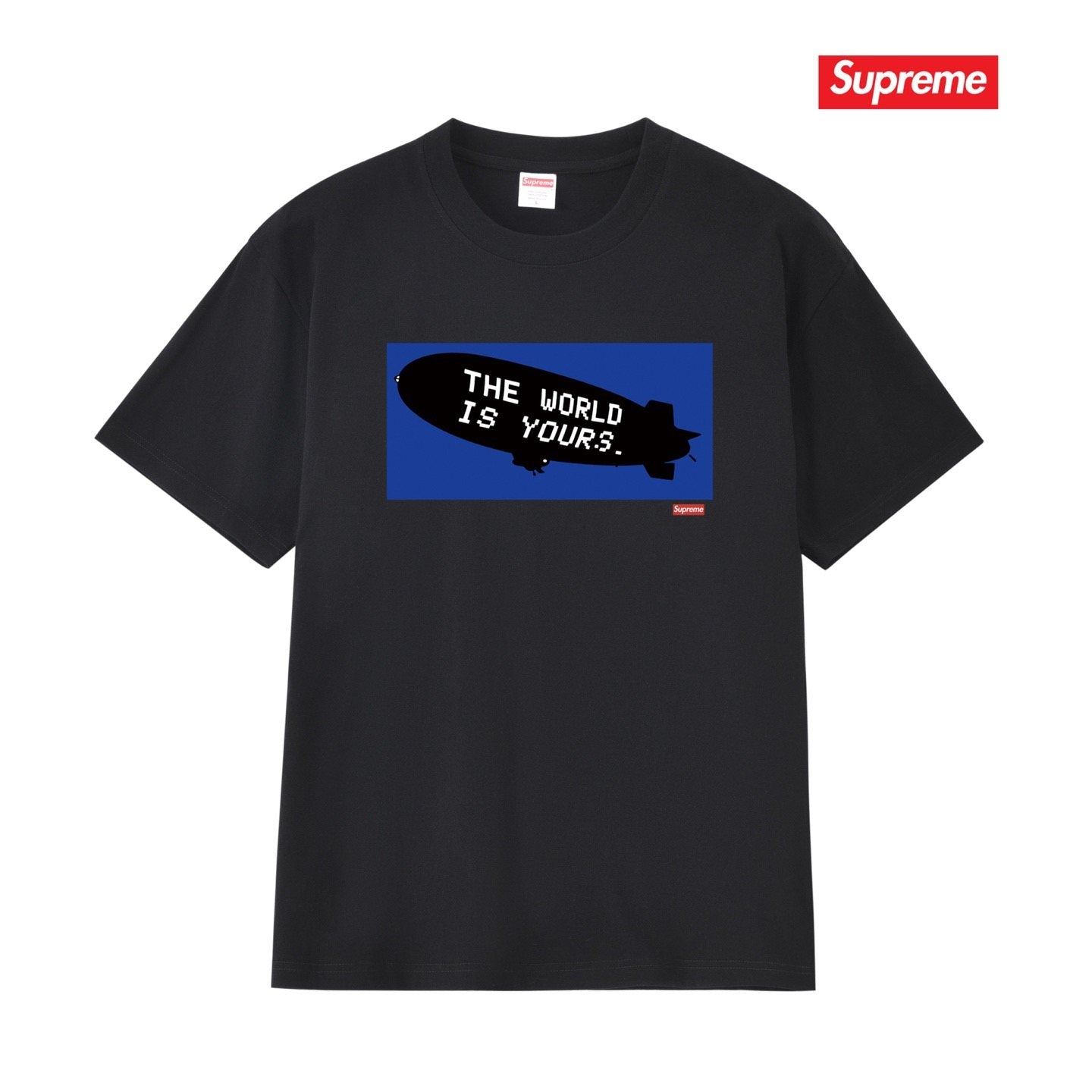 Supreme Blue Rectangle Brush Graphic T-Shirt — hero