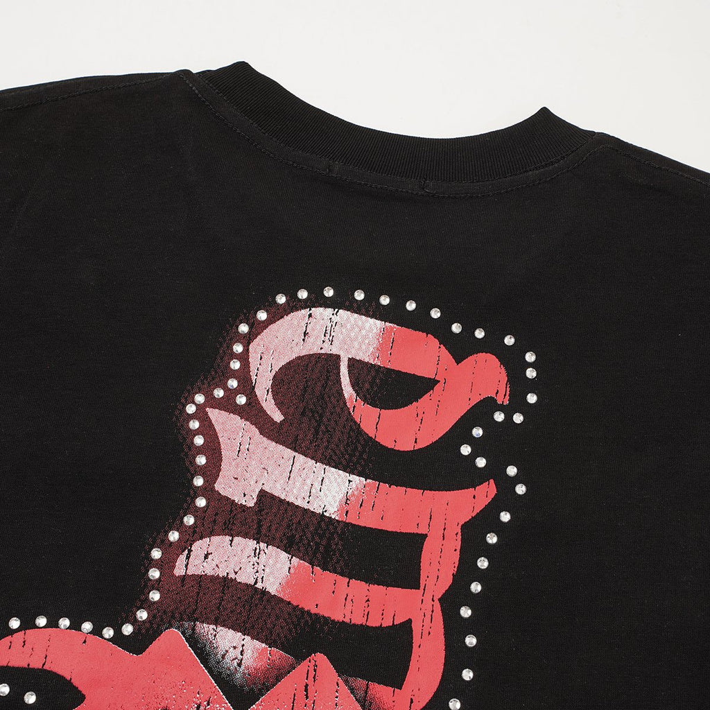 MIXED EMOTION Red & White Front/Back Graphic T-Shirt — detail