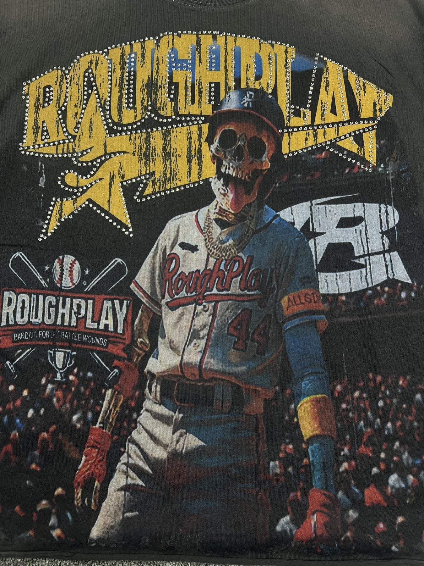 Rough Play Baseball Smiley Graphic T-Shirt — detail