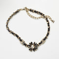 Chanel Flower Leather Choker 18K Gold Necklace