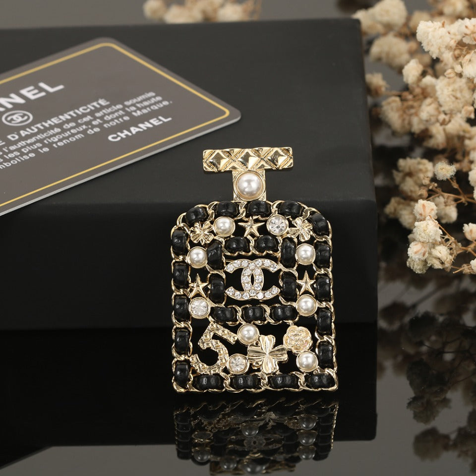 Chanel Bottle Strass 18K Gold Brooch