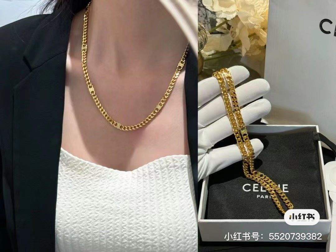 Celine Gourmette Chain 18K Gold Necklace
