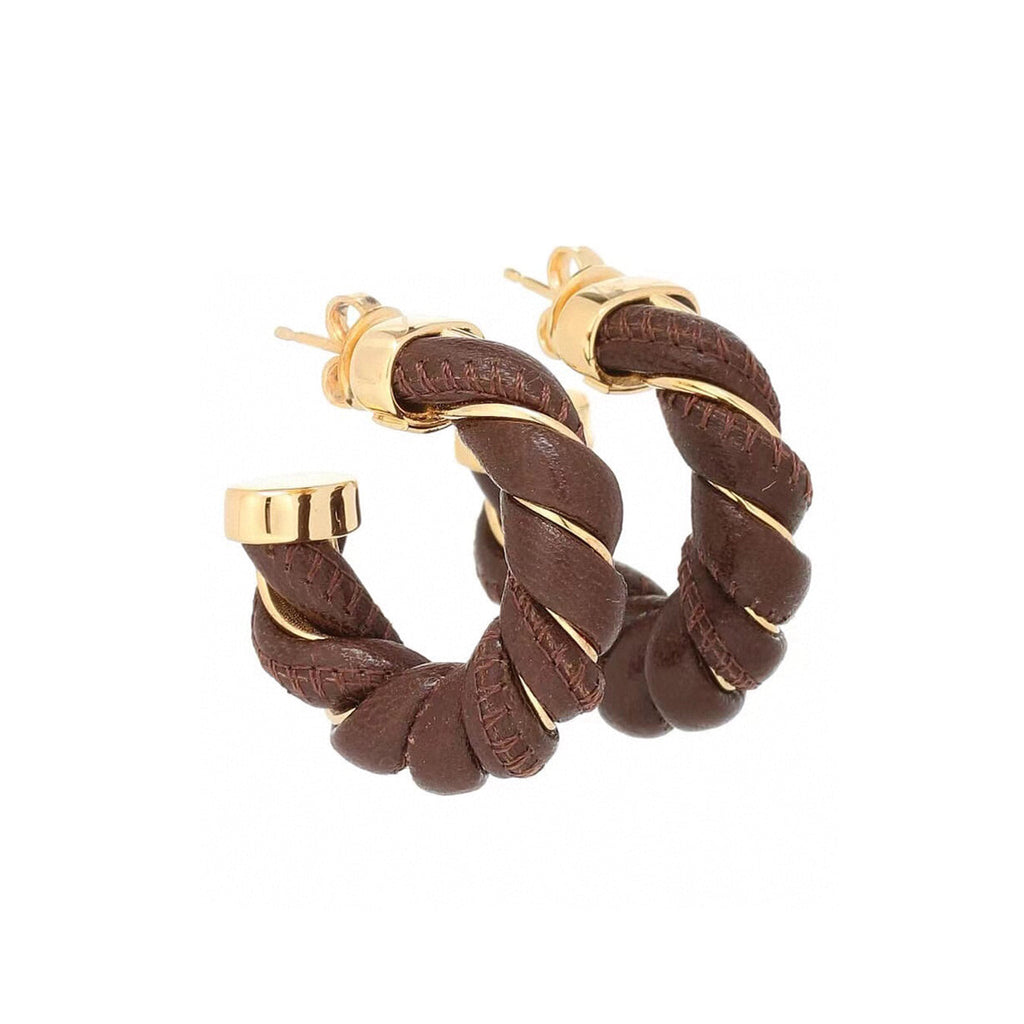 Bvlgari Brown 18K Gold Earrings