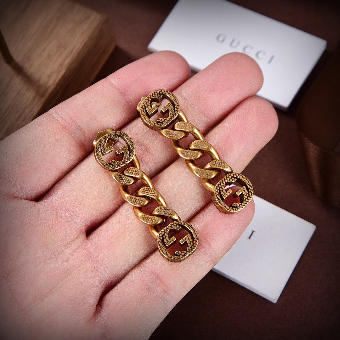 Gucci Double Chain 18K Gold Earrings