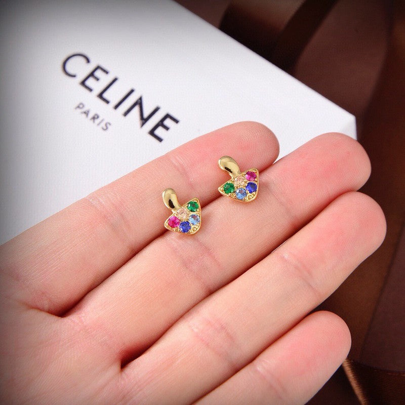 Celine Colorful Mushroom 18K Gold Earrings