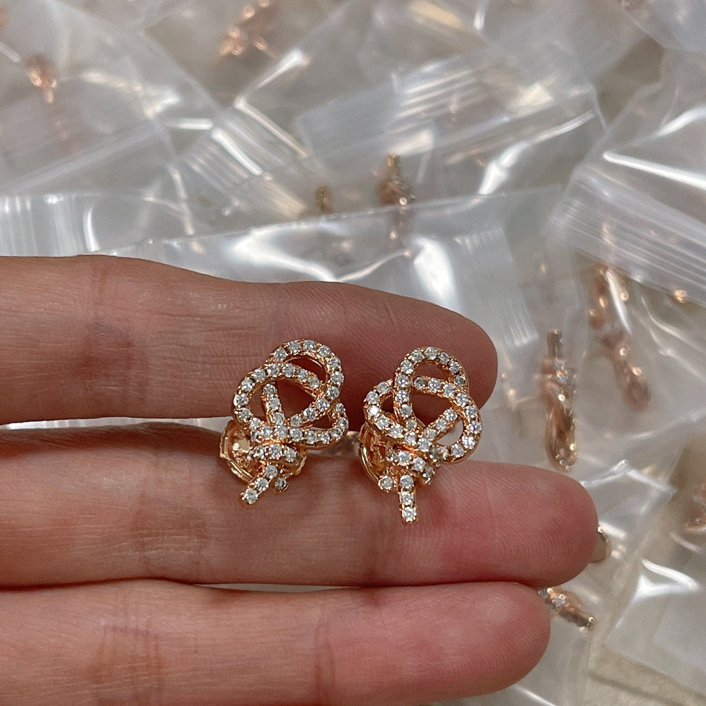 Tiffany Keys Woven Diamond 18K Gold Earrings