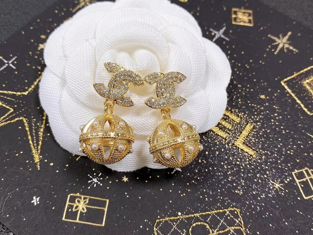 Chanel Ball Drop 18K Gold Earrings