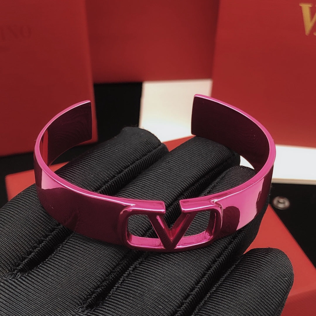 Valentino Pink Cuff 18K Gold Bracelet