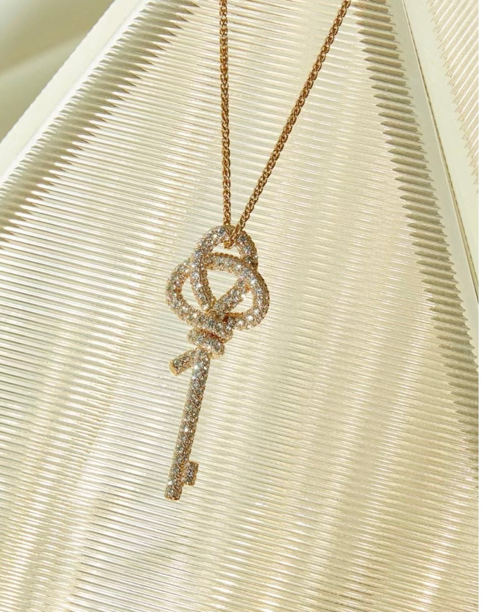 Tiffany Keys Woven Diamonds Large 18K Gold Necklace