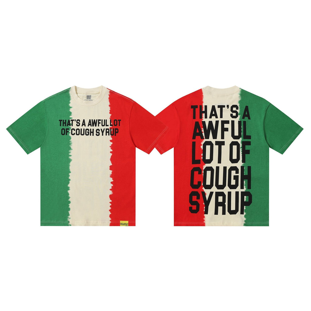 THAT'S A AWFUL LOT OF COUGH SYRUP Tri-Panel Graphic T-Shirt — comparison